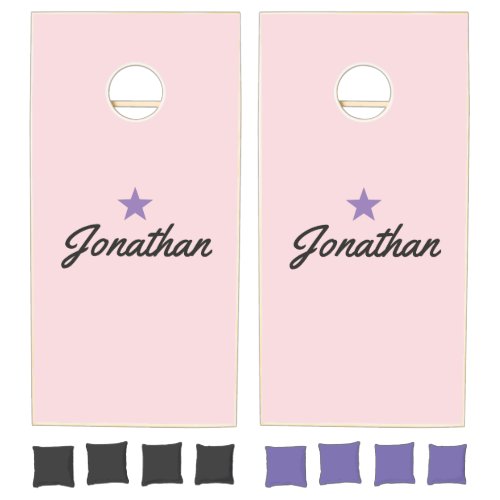 Pink Whisper and Black Vintage PR Star Signature Cornhole Set
