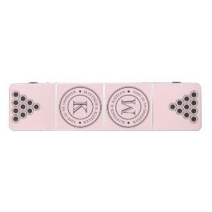 Pink Whisper and Black Wedding Monogram with Name Beer Pong Table