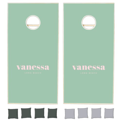 Pink Whisper Full Minimal Modern Classic Name Cornhole Set