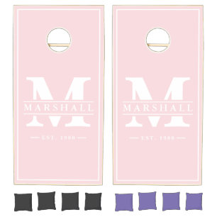 Pink Whisper Name & Initial Overlay Cornhole Set