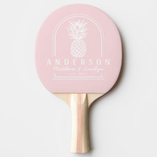 Pink Whisper Pineapple Wedding Arch & Name Ping Pong Paddle
