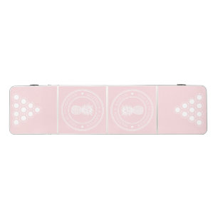 Pink Whisper Pineapple Wedding Crest & Name Beer Pong Table