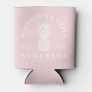 Pink Whisper Tropical Pineapple Wedding Can Cooler