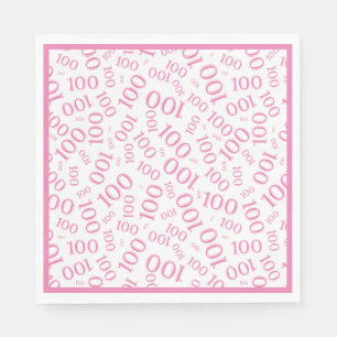 Pink/White 100 Random Number Pattern Napkins