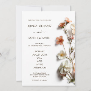 Pink White 3D Wildflowers Invitation