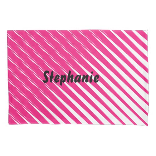 Pink White Abstract Custom Name Cute Girly Decor Pillow Case