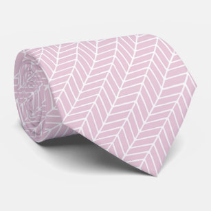 Pink & White Abstract Diagonal Chevron Pattern Neck Tie