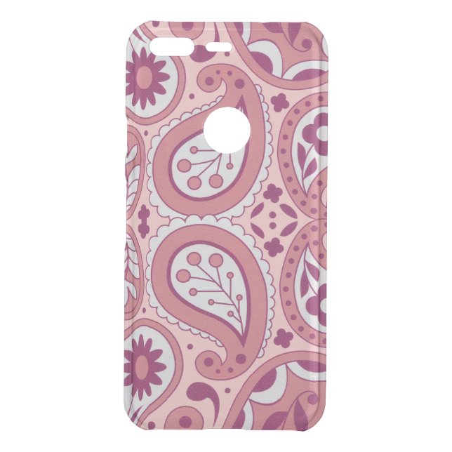 Pink White Abstract Paisley Pattern Flowers Uncommon Google Pixel Case (Back)