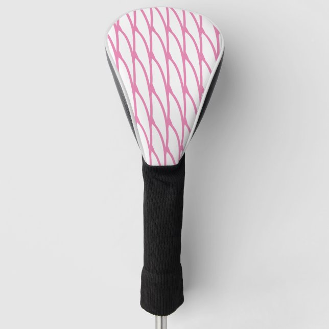 Pink White Abstract Patterns Stylish Modern Girly Golf Head Cover (Front)
