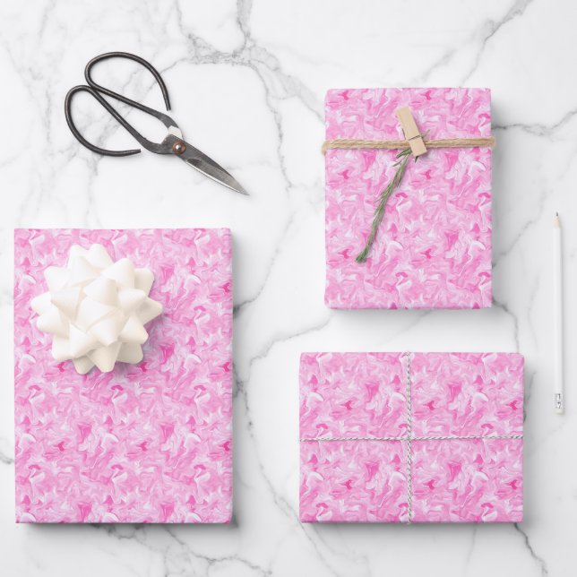 Pink & White Alcohol Ink  Wrapping Paper Sheets (Front)