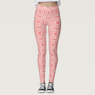 Pink & White All Over Abstract Yoga Pants