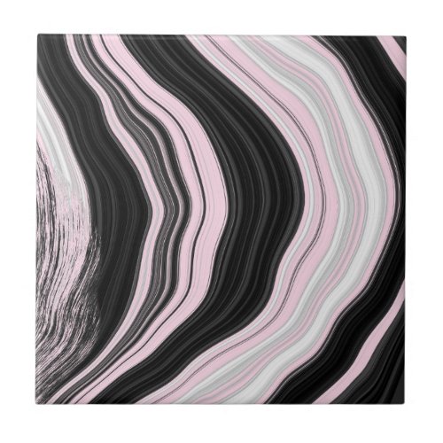 Pink white and black agate marble effect tile