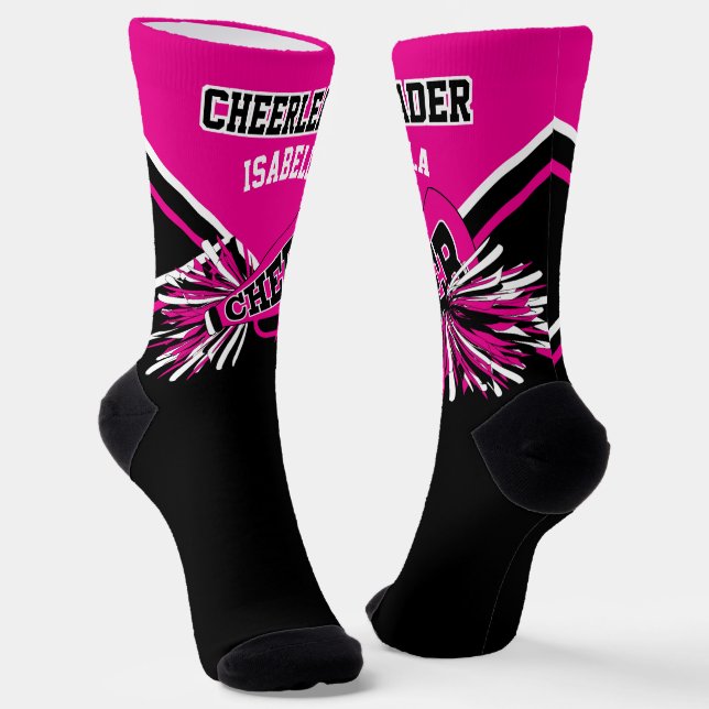 Pink, White and Black Cheerleader Socks (Angled)