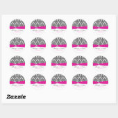 Pink, White, and Black Damask 1.5" Round Sticker (Sheet)