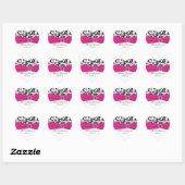 Pink, White, and Black Damask Heart Shape Sticker (Sheet)