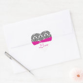 Pink, White, and Black Damask Love Sticker (Envelope)