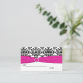 Pink, White and Black Damask Placecards (Standing Front)