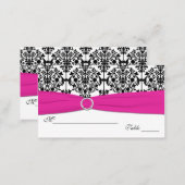 Pink, White and Black Damask Placecards (Front/Back)