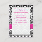 Pink, White and Black Damask Reception Card (Back)