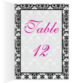 Pink, White and Black Damask Table Number Card (Inside (Right))