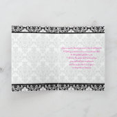 Pink, White and Black Damask Thank You Card (Inside)