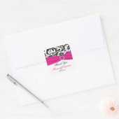 Pink, White, and Black Damask Thank You Sticker (Envelope)
