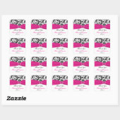Pink, White, and Black Damask Thank You Sticker (Sheet)