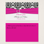 Pink, White and Black Damask Wedding Favor Tag (Front & Back)