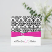 Pink, White, and Black Damask Wedding Invitation 2 (Standing Front)