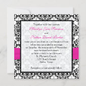 Pink, White, and Black Damask Wedding Invitation 2 (Back)