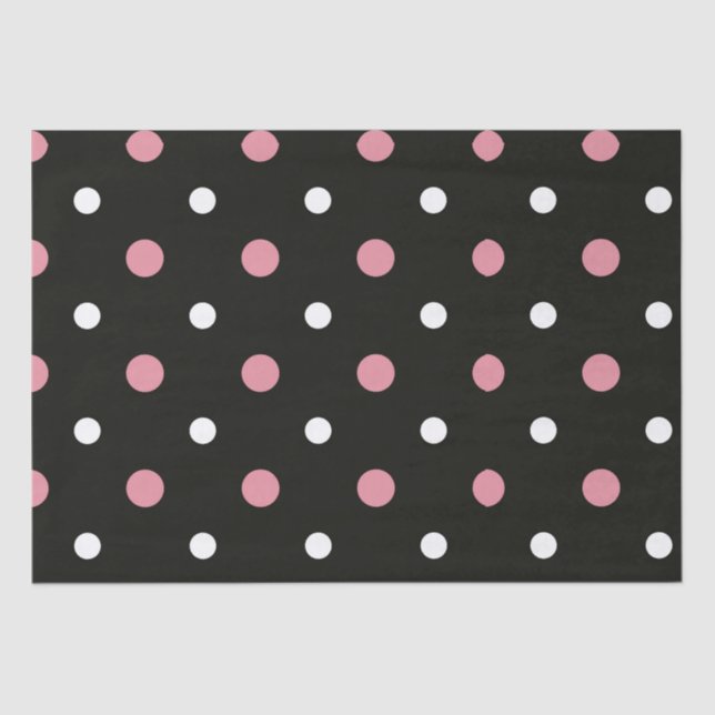 Pink white and black polka dots   tissue paper (Front)