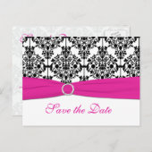 Pink, White, and Black Save the Date Postcard (Front/Back)