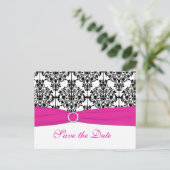 Pink, White, and Black Save the Date Postcard (Standing Front)