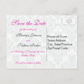 Pink, White, and Black Save the Date Postcard (Back)