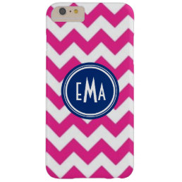 Pink White And Blue Monogram Chevron Pattern Barely There iPhone 6 Plus Case