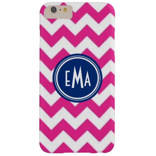 Pink White And Blue Monogram Chevron Pattern Barely There iPhone 6 Plus Case