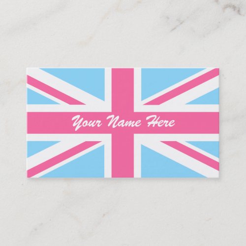 Pink White and Blue Union Jack UK Flag Business Card