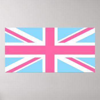 Pink White And Blue Union Jack Uk Flag Poster by prawny at Zazzle