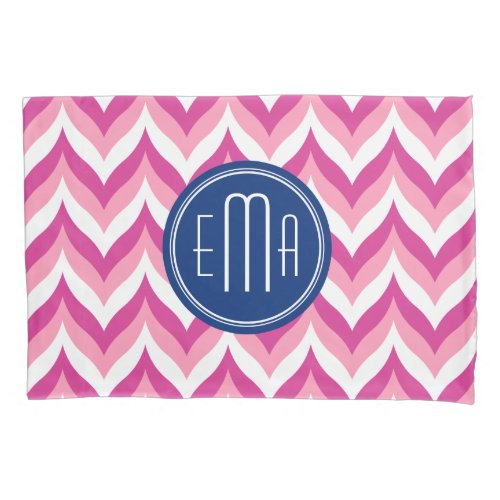 Pink White And Blue Zigzag Chevron Pattern Pillow Case
