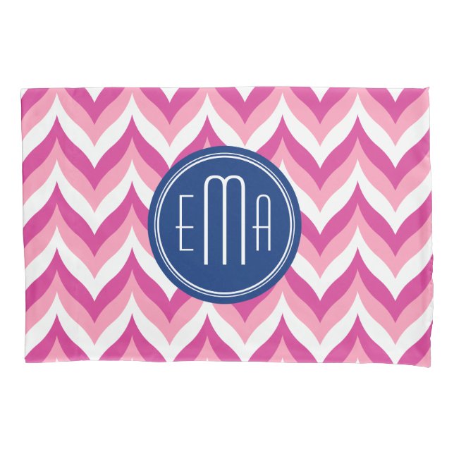Pink White And Blue Zigzag Chevron Pattern Pillow Case (Front)