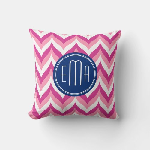 Pink White And Blue Zigzag Chevron Pattern Throw Pillow