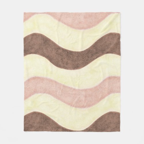 Pink White and Brown Fleece Blanket