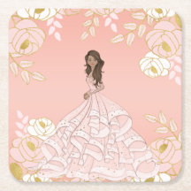 Pink White and Gold Botancial Quinceanera