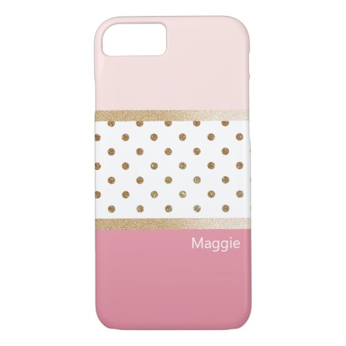 Pink White and Gold Modern Stripe iPhone 87 Case