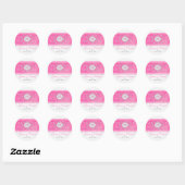 Pink, White, and Gray 1.5" Round Wedding Sticker (Sheet)