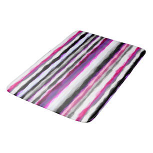Pink, White and Gray Abstract Stripes Bath Mat