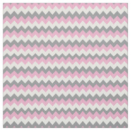 Pink, White and Gray Chevron Pattern Fabric