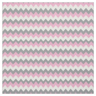 Pink, White and Gray Chevron Pattern Fabric