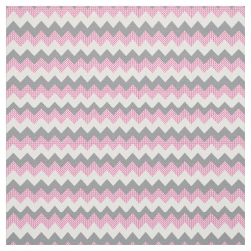 Pink, White and Gray Chevron Pattern Fabric