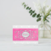 Pink, White, and Gray Damask Enclosure Card (Standing Front)